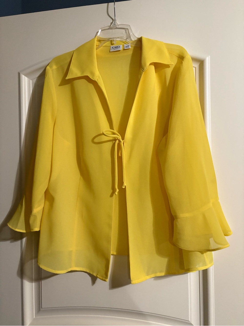 Cato Yellow Sheer Tie-Front Women's Top